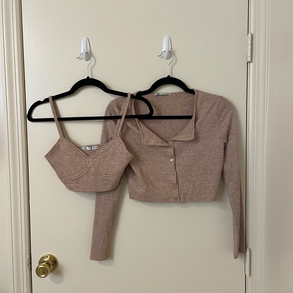 Zara brown cardigan set